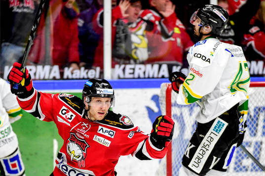 Malmö Redhawks Frederik Strom jublar