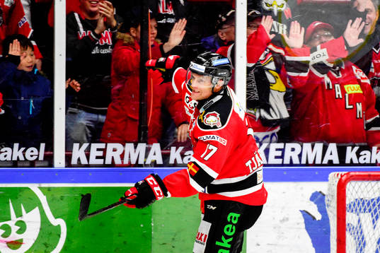 Malmö Redhawks Mathias Tjärnqvist jublar