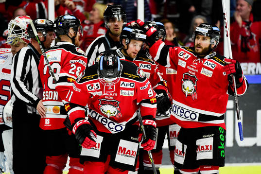 Malmö Redhawks spelare jublar