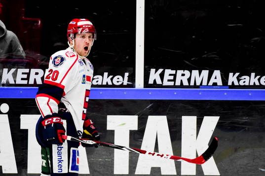 Södertäljes Victor Ahlström jublar