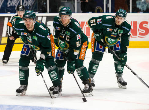 Färjestads Niclas Arell, Ole-Kristian Tollefsen och