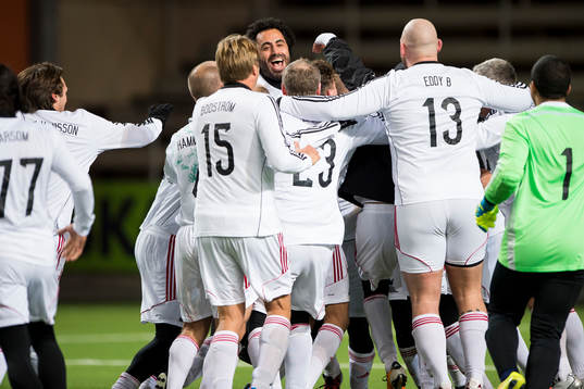 TV-lagets spelare jublar