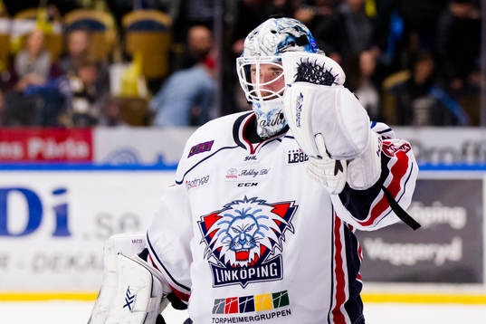 Linköpings målvakt David Rautio knyter näven