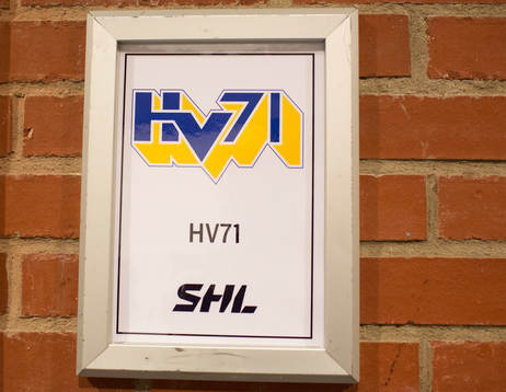 s skylt utan för deras omklädningsrum vid ishockeymatchen