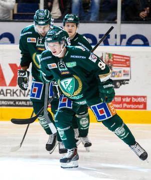 Färjestads Toni Rajala jublar
