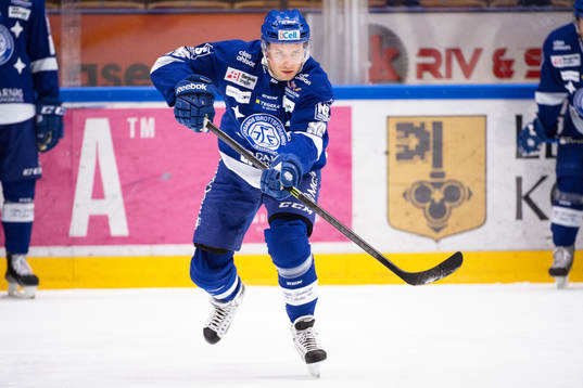 Leksands Fabian Brunnström före ishockeymatchen i SHL