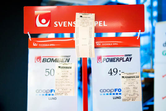 Reklam för andelsspel på Svenska Spels Bomben och Oddset