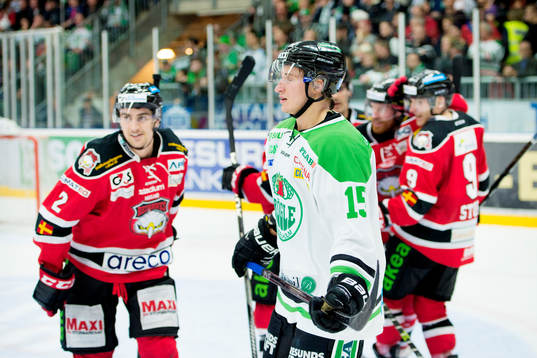 Rögles Jakob Lilja deppar medan Malmö Redhawks spelare