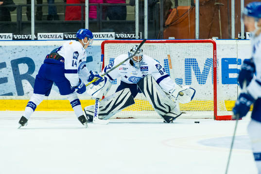 Leksands målvakt Joakim Lundström och Pontus Själin