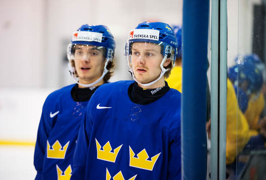 Adam Brodecki och Lucas Wallmark på Sveriges träning