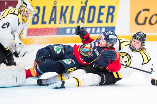 Djurgårdens Marcus Sörensen dras ner av Brynäs Lucas