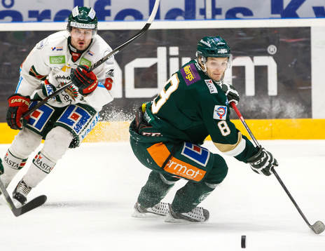 Färjestads Johan Olofsson och Frölundas Mikael Wikstrand