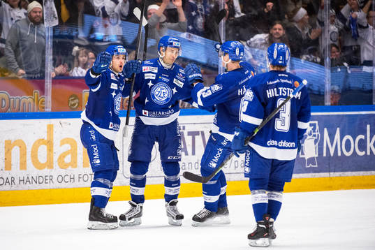 Leksands Robin Gartner och Fabian Brunnström jublar