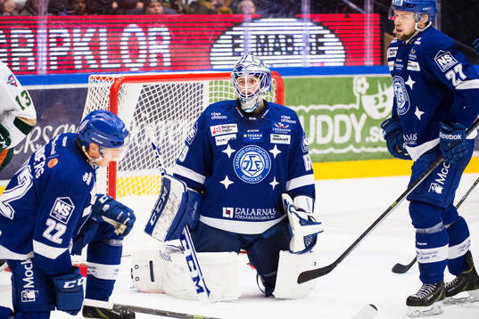 Leksands målvakt Oscar Alsenfelt, Martin Grönberg och