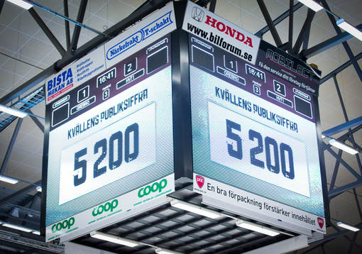 Slutsålt i Behrn Arena igen och jumbotronen visar texten