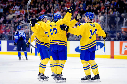 Sveriges spelare jublar