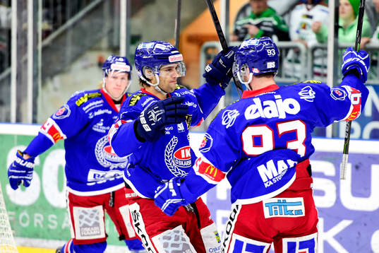 Oskarshamns David Rodman och Evan McGrath jublar
