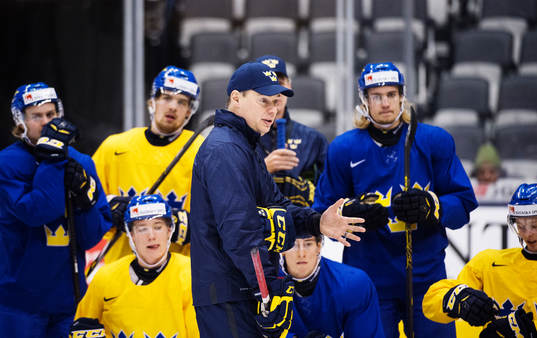 Förbundskaptenen Rikard Grönborg har en genomgång på
