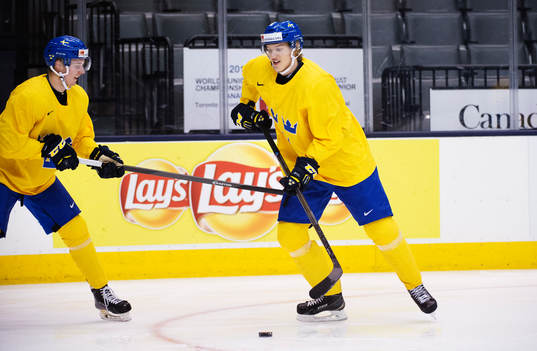Christoffer Ehn och Oskar Lindblom på Sveriges träning
