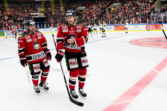 Malmö Redhawks Joey Tenute och Johan Björk deppar