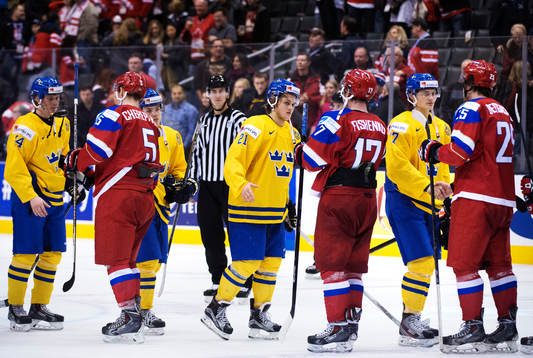 Sveriges Jens Lööke, Leon Bristedt, William Nylander och