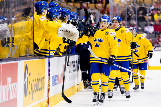 Sveriges William Nylander jublar med båset