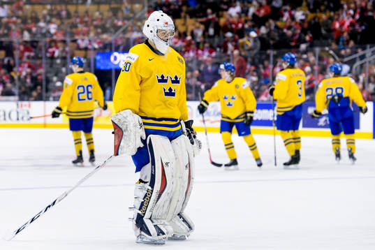 Sveriges målvakt Linus Söderström deppar