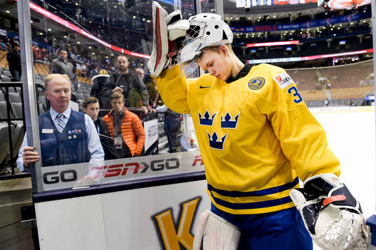 Sveriges målvakt Linus Söderström deppar