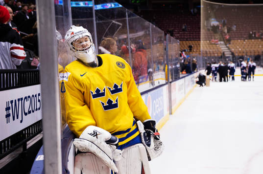 Sveriges målvakt Linus Söderström deppar