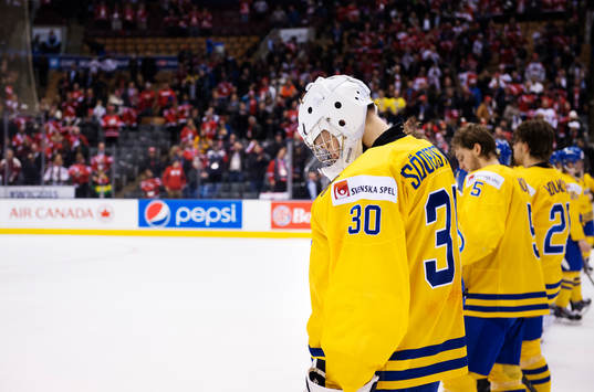 Sveriges målvakt Linus Söderström deppar