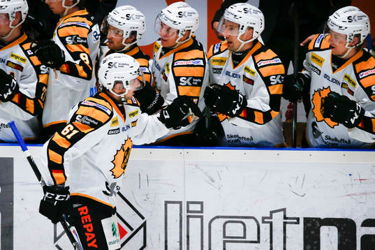 Skellefteås Fredrik Lindgren jublar med båset