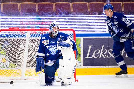 Leksands målvakt Oscar Alsenfelt och Fredrik Händemark