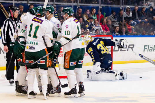 Färjestads Joakim Nygård, Anssi Salmela, Anton Hedman och