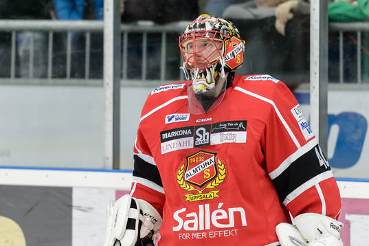 Almtunas målvakt Johan Holmqvist deppar