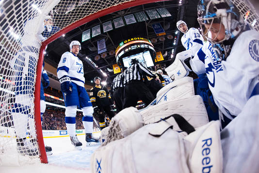 Tampa Bays Anton Strålman och målvakten Ben Bishop