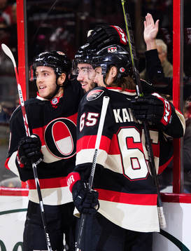 Ottawas Mike Hoffman, Mika Zibanejad och Erik Karlsson