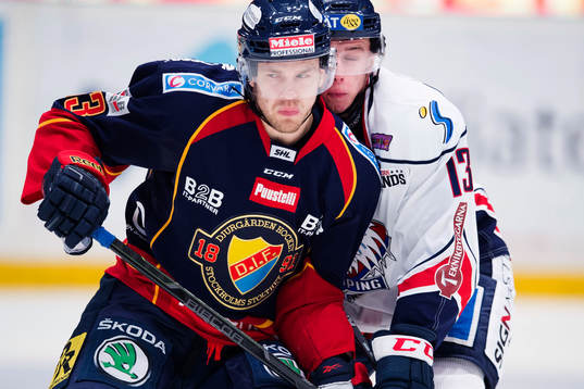 Djurgården Tobias Hage och Linköpings Jakub Vrana