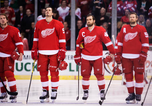 Detroits Justin Abdelkader, Jonathan Ericsson, Henrik
