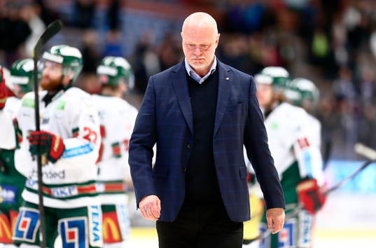 tränare Roger Melin och Frölundas Robin Figren tidigare