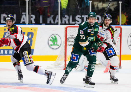 Färjestads Joel Eriksson Ek samt Örebros Joonas Jalvanti
