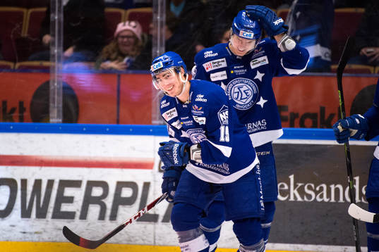Leksands Tobias Forsberg och Fredrik Händemark jublar