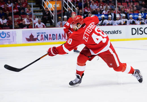 Detroits Henrik Zetterberg skjuter ett skott