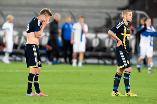 Sveriges Johan Mårtensson och Anton Tinnerholm deppar