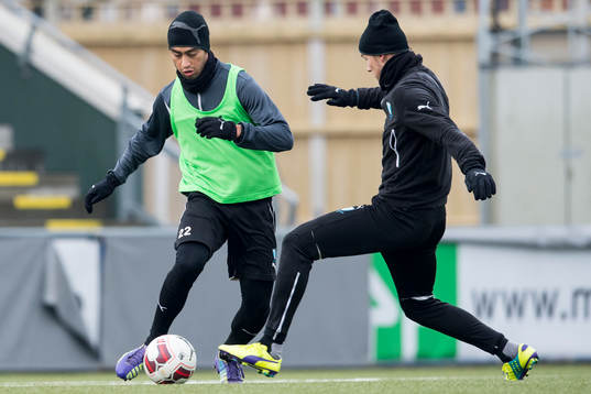Malmö FFs Amin Nazari och Piotr Johansson