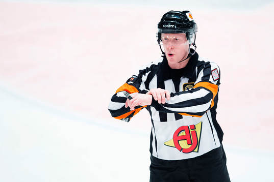Domare Peter Lyth visar på holding