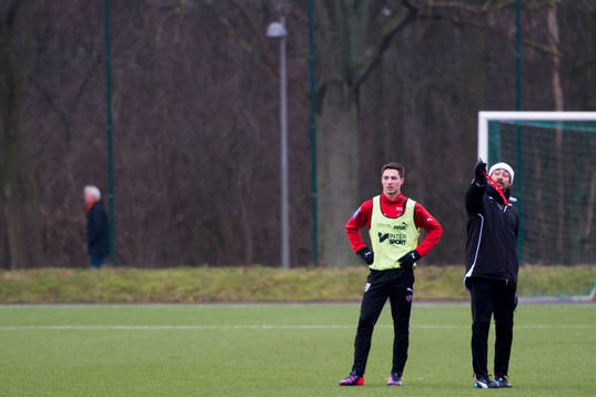 Helsingborgs Fredrik Widlund och tränare Henrik Larsson