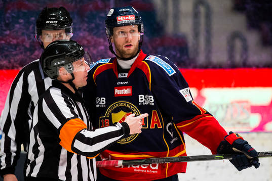 Domare Wolmer Edqvist talar med Djurgården Michael