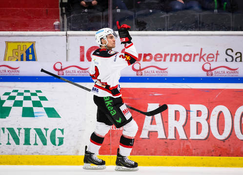 Malmö Redhawks Nils Andersson firar 2-3 målet