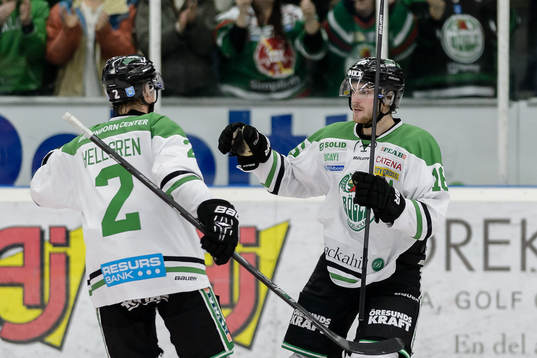 Rögles Jens Hellgren och Christopher Liljewall firar