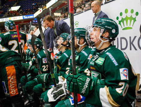 Färjestads juniorer Rasmus Asplund (v) och Joel Eriksson